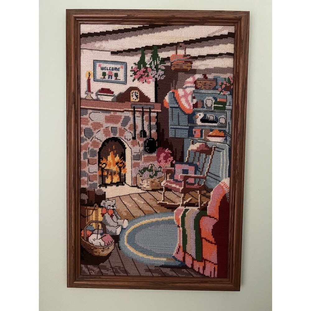 Dimensions Winter Warmth Needlepoint Kit #2241 Fireplace Scene